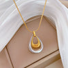 Wholesale Titanium Steel Doublelayer Water Drop Geometric Style Electroplated Unisex Necklace