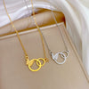 Wholesale Titanium Steel Doublering Butterfly Geometric Electroplated Women's Fashion Necklace