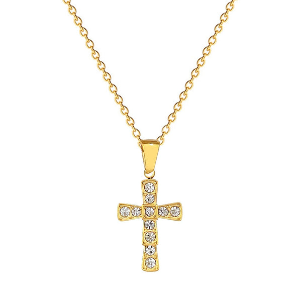 Wholesale Titanium Steel Doublesided Cross Furnace Real Gold Plated Necklace Cartoon Geometric Style Accessories