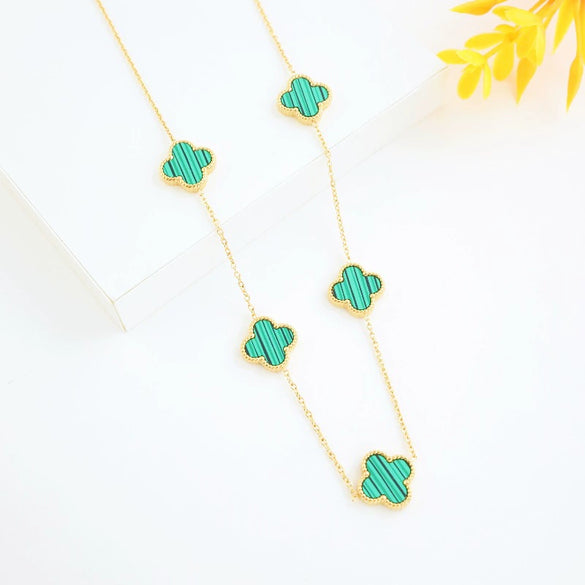 Wholesale Titanium Steel Doublesided Fourleaf Clover Necklace With Mori Elements And Vacuum Plating In Furnace For Women