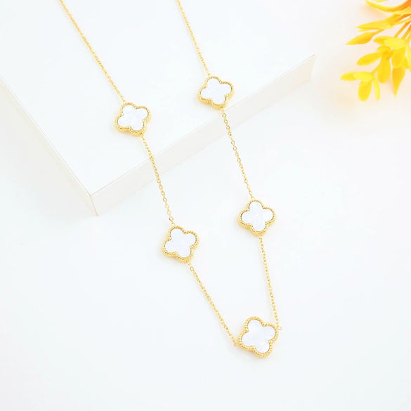 Wholesale Titanium Steel Doublesided Fourleaf Clover Necklace With Mori Elements And Vacuum Plating In Furnace For Women