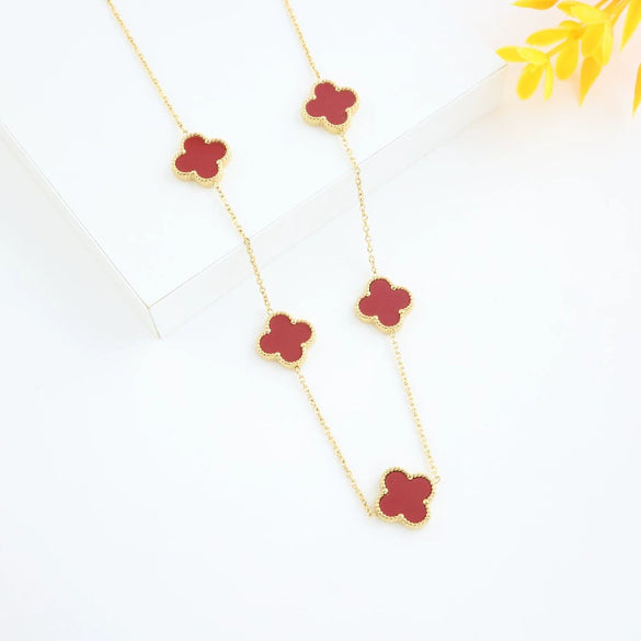 Wholesale Titanium Steel Doublesided Fourleaf Clover Necklace With Mori Elements And Vacuum Plating In Furnace For Women