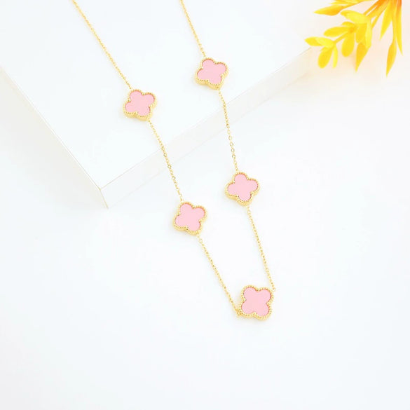 Wholesale Titanium Steel Doublesided Fourleaf Clover Necklace With Mori Elements And Vacuum Plating In Furnace For Women