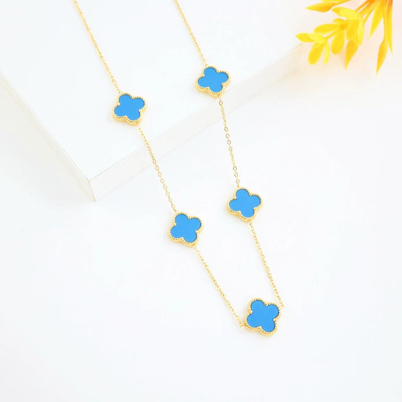 Wholesale Titanium Steel Doublesided Fourleaf Clover Necklace With Mori Elements And Vacuum Plating In Furnace For Women