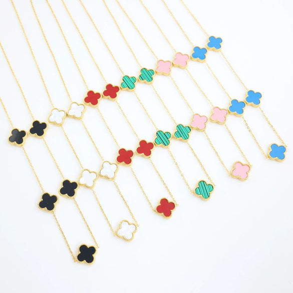 Wholesale Titanium Steel Doublesided Fourleaf Clover Necklace With Mori Elements And Vacuum Plating In Furnace For Women