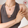 Wholesale 316L Stainless Steel Doublesided Peach Heart Geometric Love Pendant Necklace Gold Plated