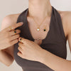 Wholesale 316L Stainless Steel Doublesided Peach Heart Geometric Love Pendant Necklace Gold Plated