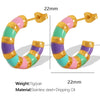 Wholesale 316L Stainless Steel Dripping Glue Geometric Ushape Women's Earrings