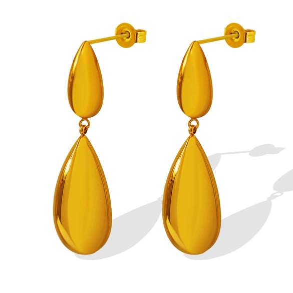 Wholesale 316L Stainless Steel Drop Shape Electroplating Women's Pendant Earrings