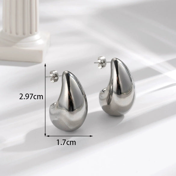 Wholesale Titanium Steel Dropshaped Cshaped Electroplated Women's Earrings