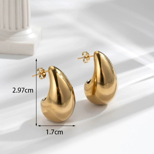 Wholesale Titanium Steel Dropshaped Cshaped Electroplated Women's Earrings