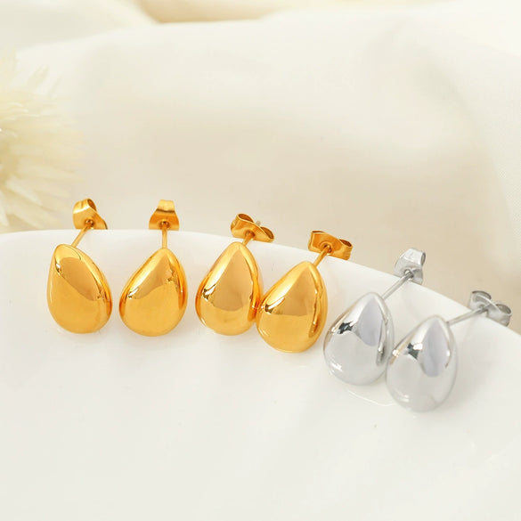 Wholesale 316L Stainless Steel Dropshaped Earrings French Retro Light Luxury Style Electroplated For Women
