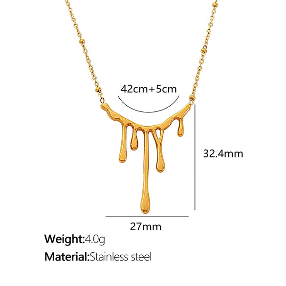 Wholesale 316L Stainless Steel Dropshaped Electroplated Simple Clavicle Necklace For Women