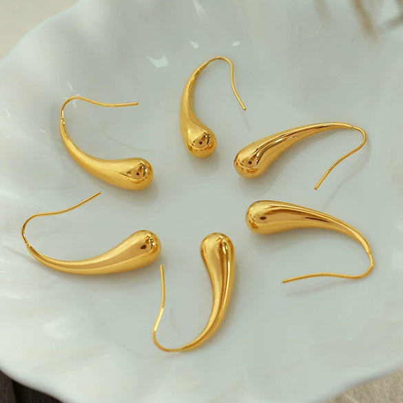Wholesale 316L Stainless Steel Dropshaped Electroplated Women's Earrings
