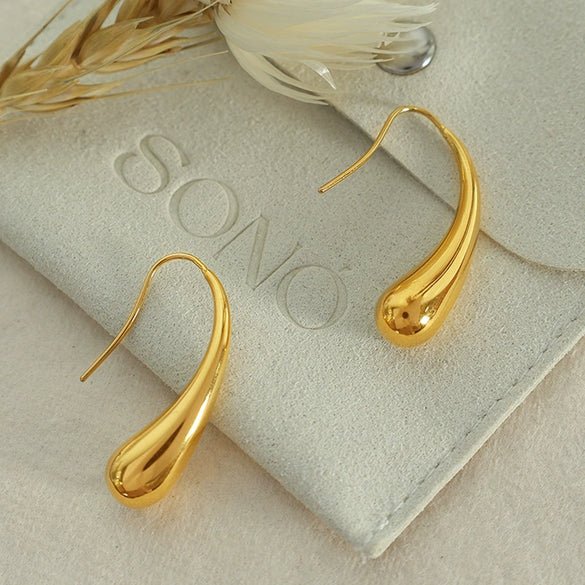 Wholesale 316L Stainless Steel Dropshaped Electroplated Women's Earrings