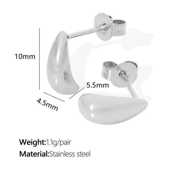 Wholesale 316L Stainless Steel Dropshaped Electroplated Women's Minimalist Earrings