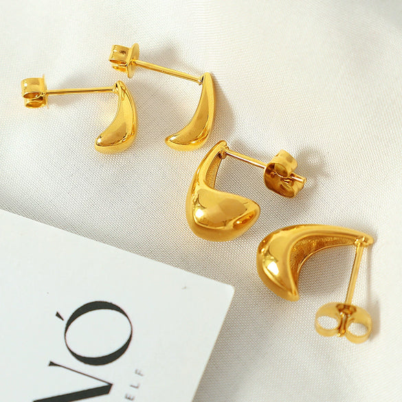 Wholesale 316L Stainless Steel Dropshaped Electroplated Women's Minimalist Earrings