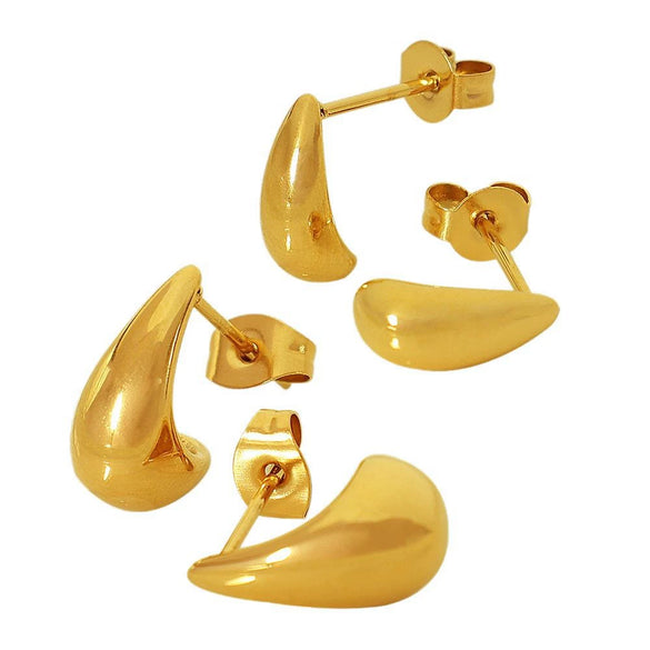 Wholesale 316L Stainless Steel Dropshaped Electroplated Women's Minimalist Earrings