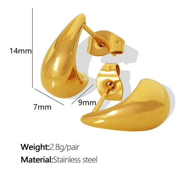 Wholesale 316L Stainless Steel Dropshaped Electroplated Women's Minimalist Earrings