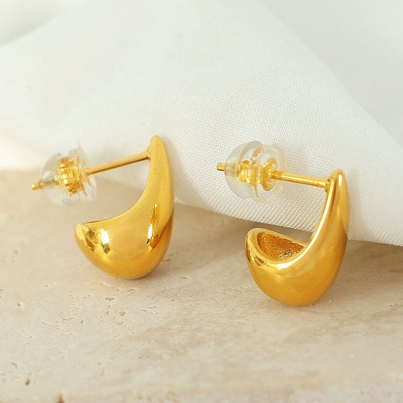 Wholesale 316L Stainless Steel Dropshaped Electroplated Women's Minimalist Earrings