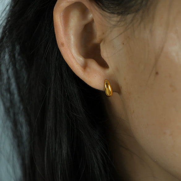 Wholesale 316L Stainless Steel Dropshaped Electroplated Women's Minimalist Original Design Earrings