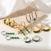 Wholesale Titanium Steel Dropshaped Geometric Diamondembedded Electroplated Women's Earrings