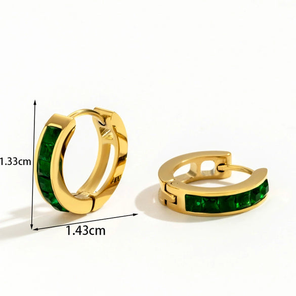 Wholesale Titanium Steel Dropshaped Geometric Diamondembedded Electroplated Women's Earrings