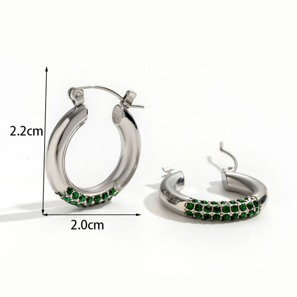 Wholesale Titanium Steel Dropshaped Geometric Diamondembedded Electroplated Women's Earrings