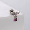 Wholesale Titanium Steel Ear Nail With Red And Purple Zircon Love Star And Heart Drop Shape Pendant Sweet Style