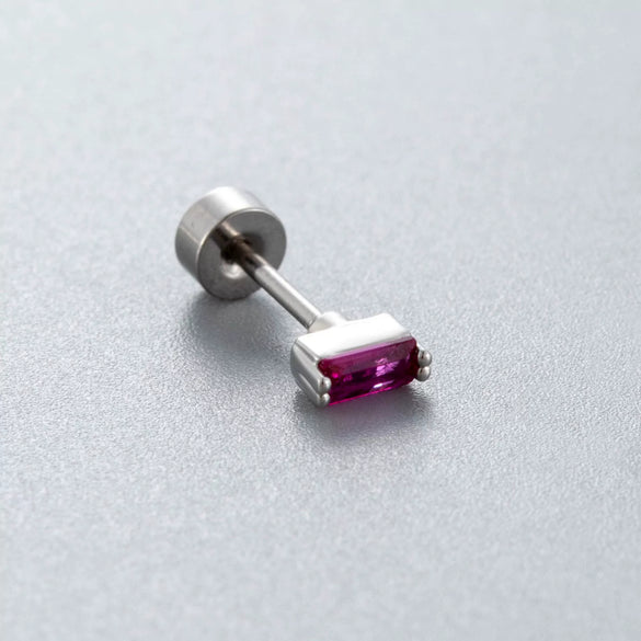 Wholesale Titanium Steel Ear Nail With Red And Purple Zircon Love Star And Heart Drop Shape Pendant Sweet Style