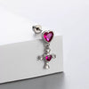 Wholesale Titanium Steel Ear Nail With Red And Purple Zircon Love Star And Heart Drop Shape Pendant Sweet Style