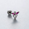 Wholesale Titanium Steel Ear Nail With Red And Purple Zircon Love Star And Heart Drop Shape Pendant Sweet Style