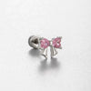 Wholesale Titanium Steel Ear Nails With Pink Cherry Bow For Women High Sense Style With Zircon Design