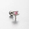 Wholesale Titanium Steel Ear Nails With Pink Cherry Bow For Women High Sense Style With Zircon Design