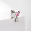 Wholesale Titanium Steel Ear Nails With Pink Cherry Bow For Women High Sense Style With Zircon Design