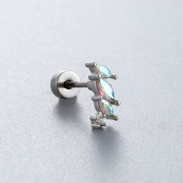 Wholesale Titanium Steel Ear Nails With Zirconia And Moonstone Forest Style