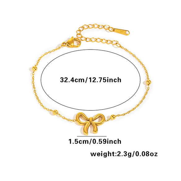 Wholesale Titanium Steel Earring Set Clavicle Chain And Bracelet With Bow Tie Styling And Electroplating