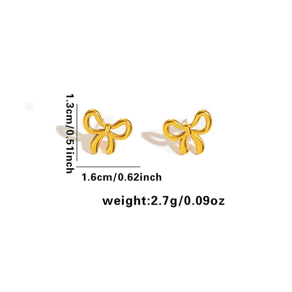Wholesale Titanium Steel Earring Set Clavicle Chain And Bracelet With Bow Tie Styling And Electroplating