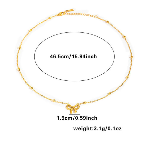 Wholesale Titanium Steel Earring Set Clavicle Chain And Bracelet With Bow Tie Styling And Electroplating