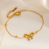 Wholesale Titanium Steel Earring Set Clavicle Chain And Bracelet With Bow Tie Styling And Electroplating