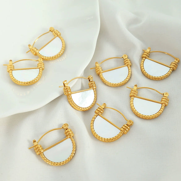 Wholesale 316L Stainless Steel Earrings And Necklace Set With Gold Inlaid French Retro Style Star Sun Moon Clouds And Universe Patterns