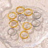 Wholesale Titanium Steel Earrings And Plain Ring Set With Zircon Pvd Gold Plated Niche Design Circle Ear Buckle Geometric Pattern