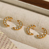 Wholesale 316L Stainless Steel Earrings Electroplated Inlaid Zircon Crescent Moon Fashion Style For Women