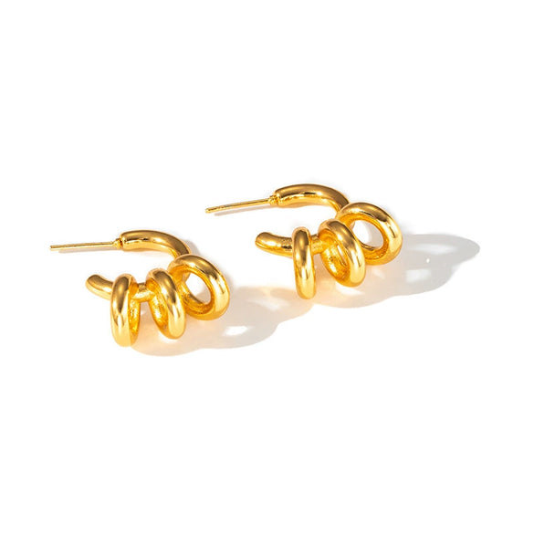 Wholesale Titanium Steel Earrings Fashion Style Geometric Heart Shape Leaves Woven Electroplated