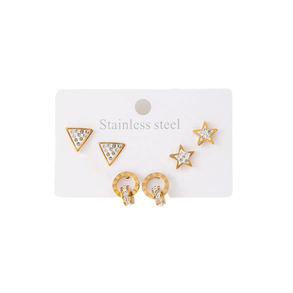 Wholesale Titanium Steel Earrings For Women Simple Geometric Triangle Circle Star Electroplated