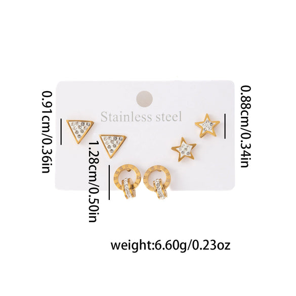 Wholesale Titanium Steel Earrings For Women Simple Geometric Triangle Circle Star Electroplated
