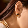 Wholesale Titanium Steel Earrings French Retro Style Geometric Inlaid Natural Stone For Ladies