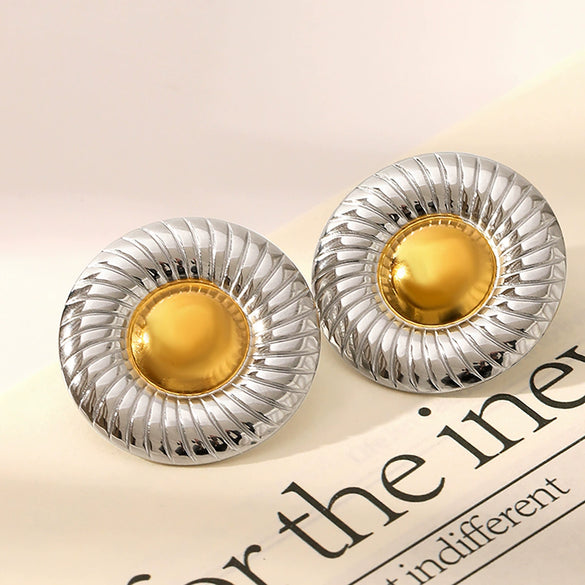 Wholesale Titanium Steel Earrings Geometric Style Vacuum Plated