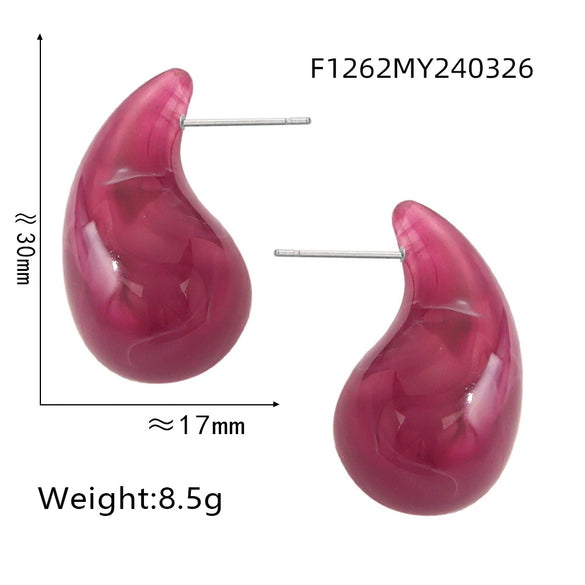 Wholesale 316L Stainless Steel Earrings Geometric Style Water Drop Shape Electroplated