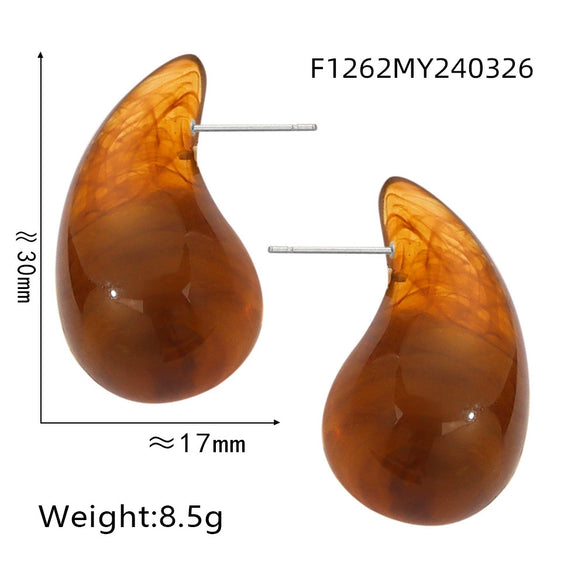 Wholesale 316L Stainless Steel Earrings Geometric Style Water Drop Shape Electroplated